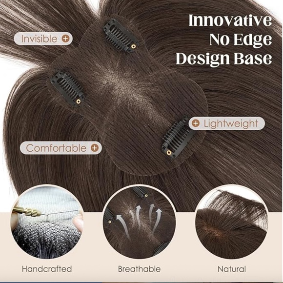 NIB Human Hair Topper with long Side Bangs - Picture 5 of 8